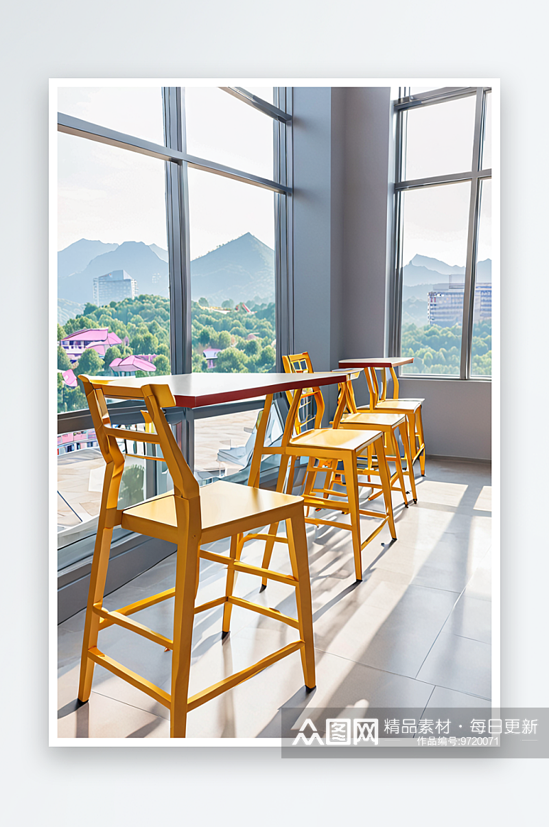 广西柳州市图书馆新馆靠窗高脚椅素材