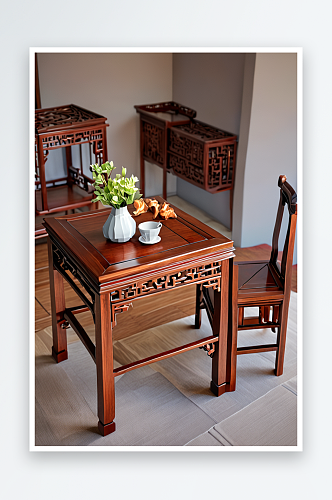 古典中式客厅木家具设计静物特写