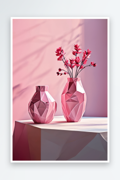 粉色系花瓶特写图片