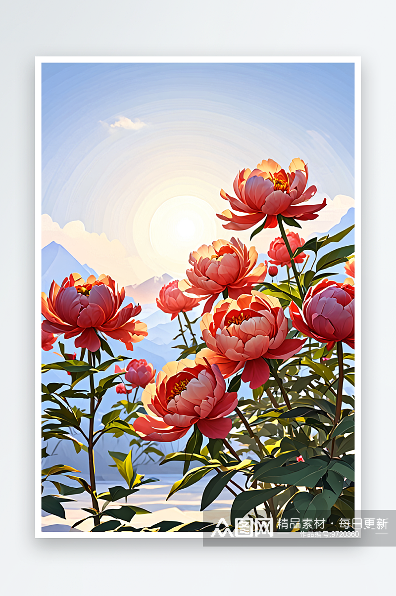 二十四节气洛阳应天门牡丹花开富贵海报设计素材