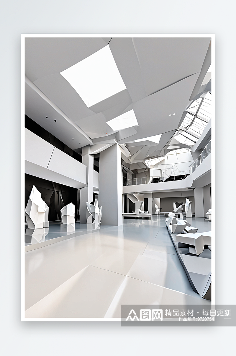 成都市室内博物馆设计简约几何空间背景素材素材