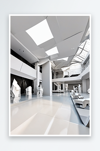 成都市室内博物馆设计简约几何空间背景素材