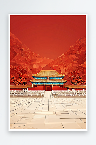 北京故宫建筑文化新年背景插画
