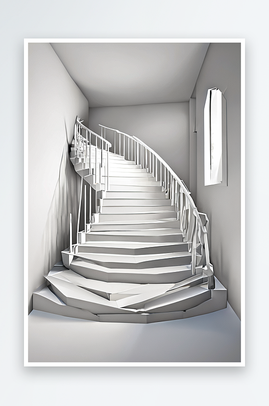 白色旋转楼梯建筑空间