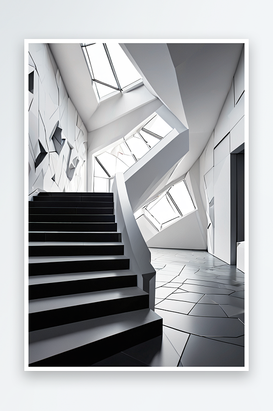 白色现代建筑室内空间设计背景