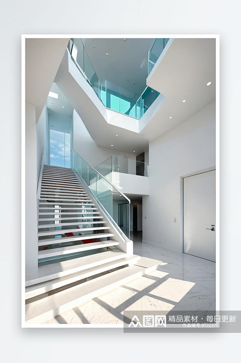 现代建筑白色楼梯素材