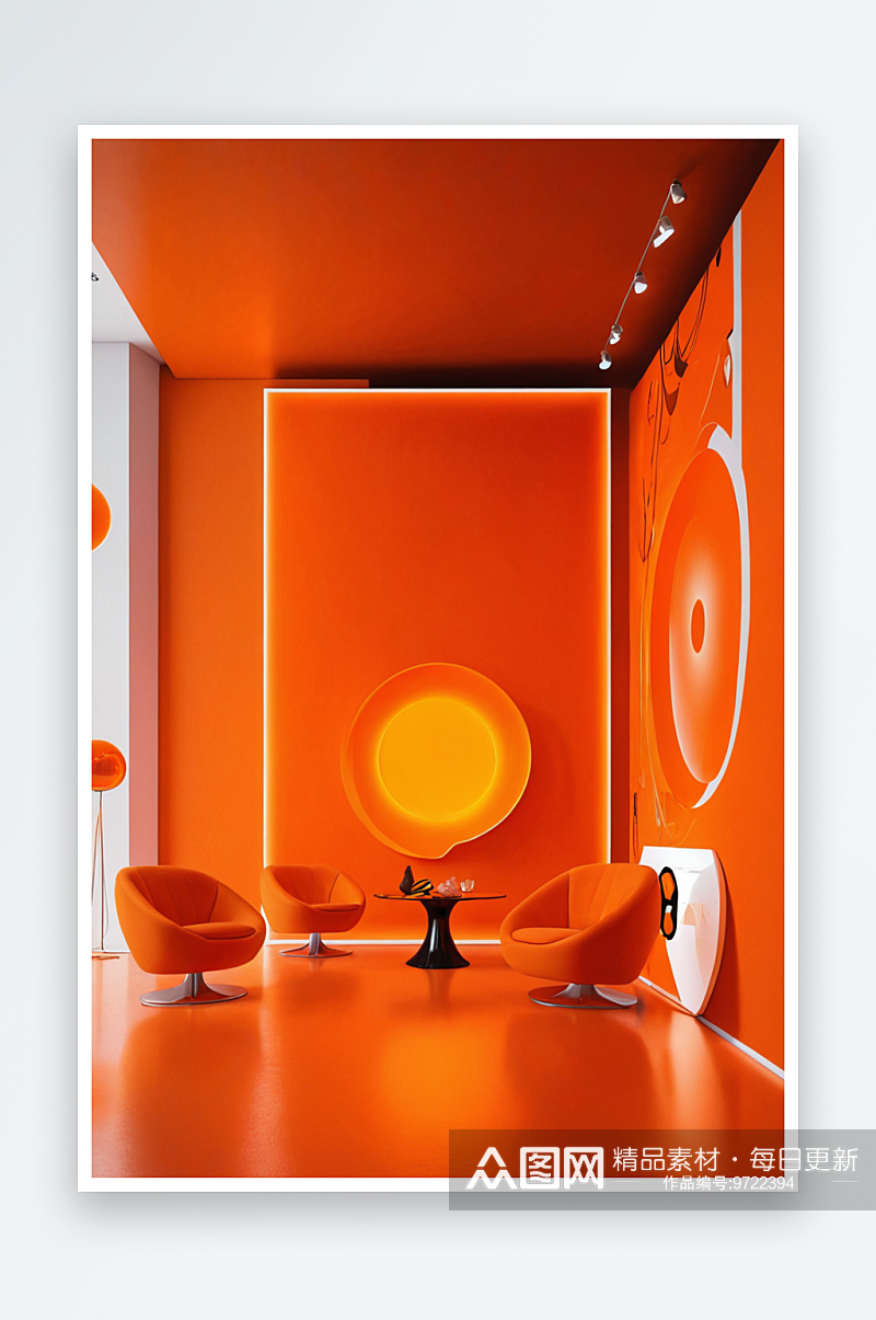 现代电商展览空间橙色素材