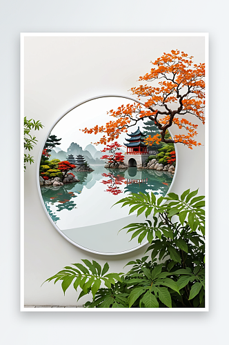 苏式园林空镜留白中国元素背景