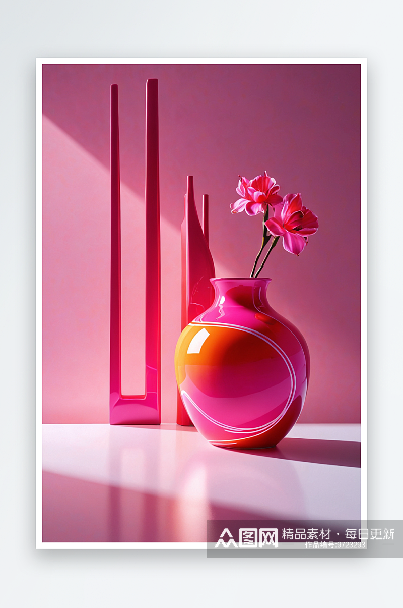 粉色系花瓶元素图片素材
