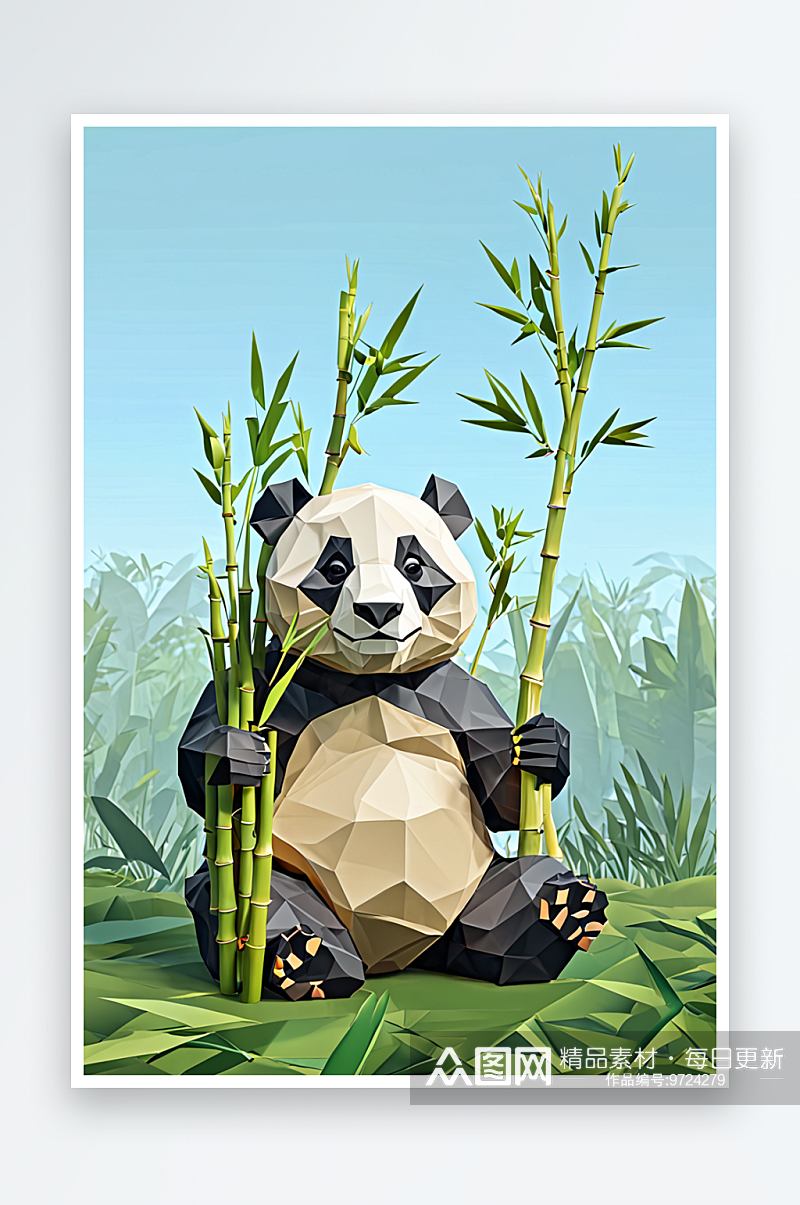 熊猫春笋元素图片素材