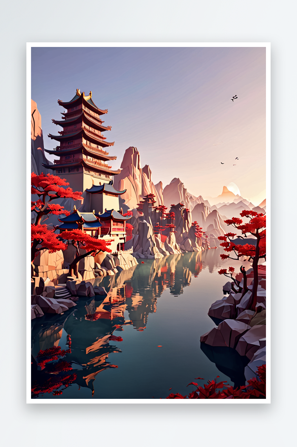 新中山水元素图片素材