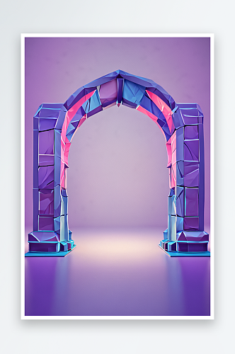 霓虹色拱门产品展台背景