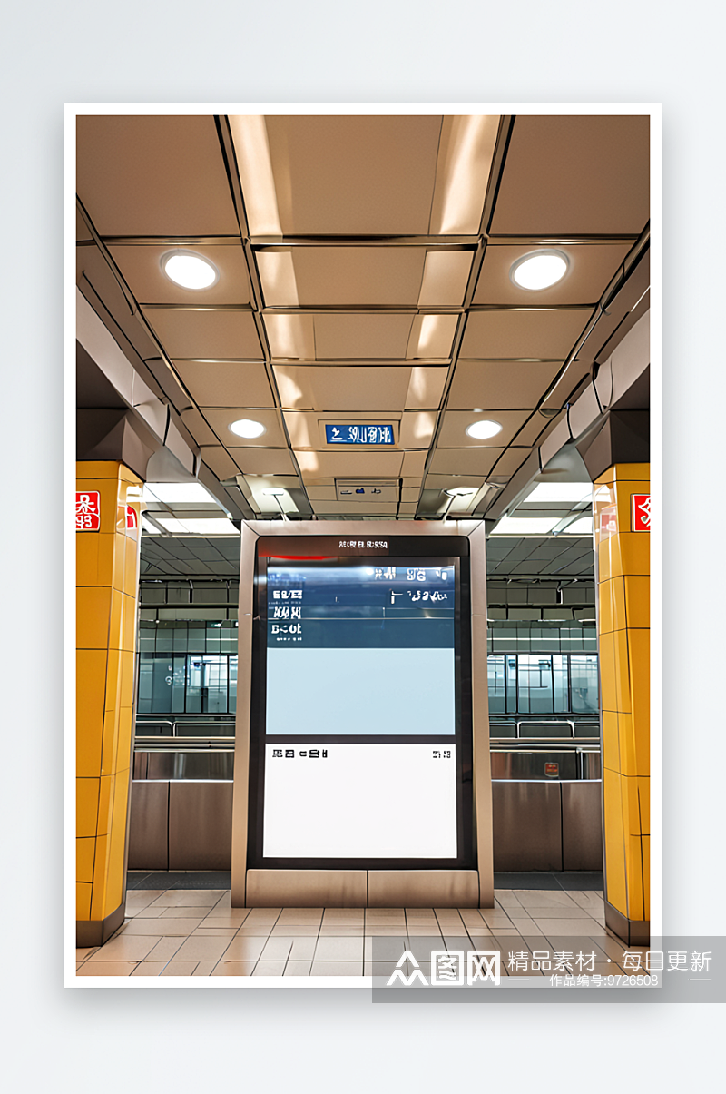北京地铁站换乘通道空白广告屏素材