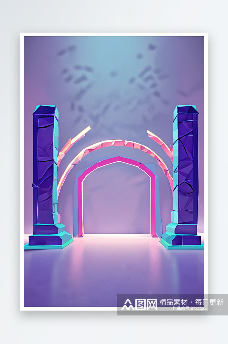霓虹色拱门产品展台素材