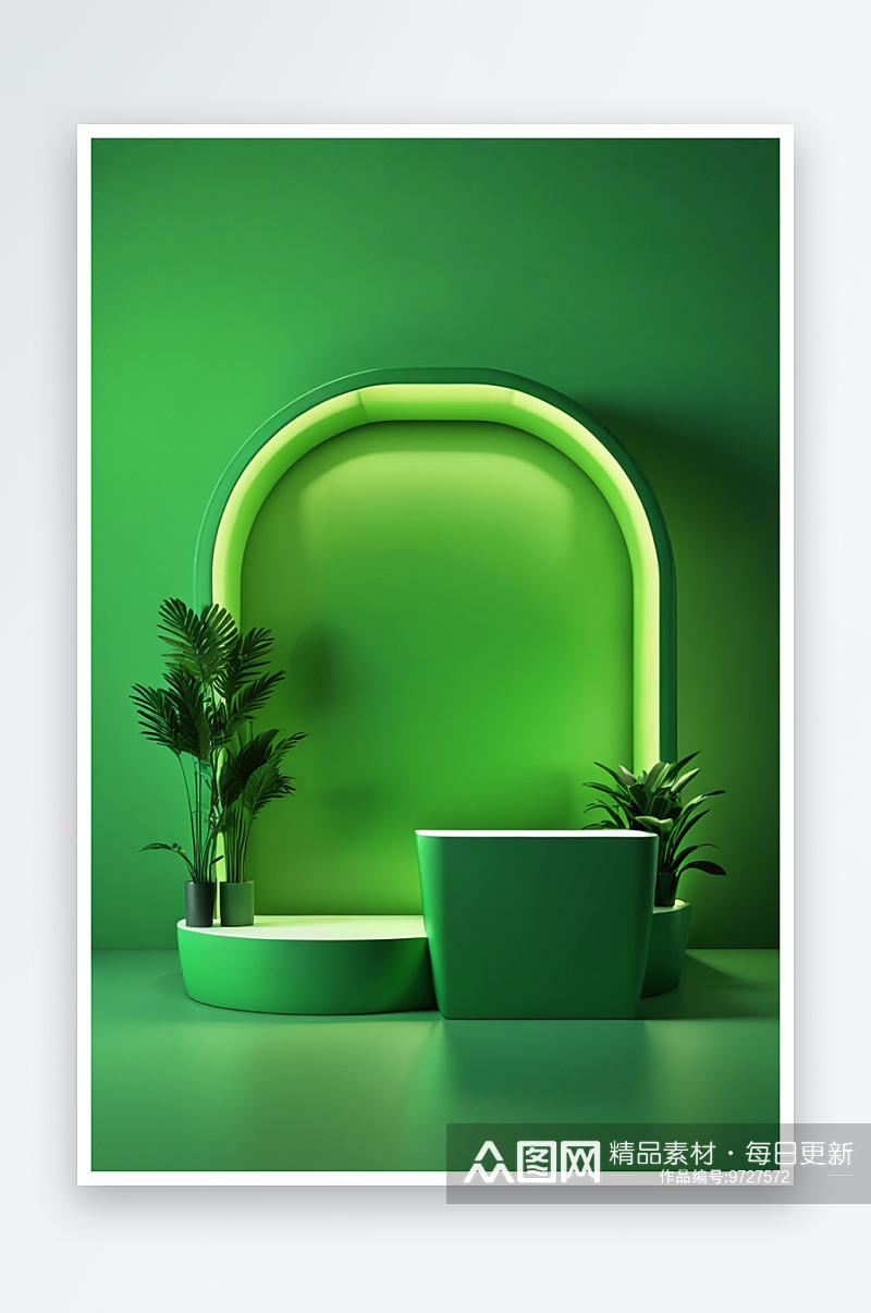 绿色产品展台三维图形素材