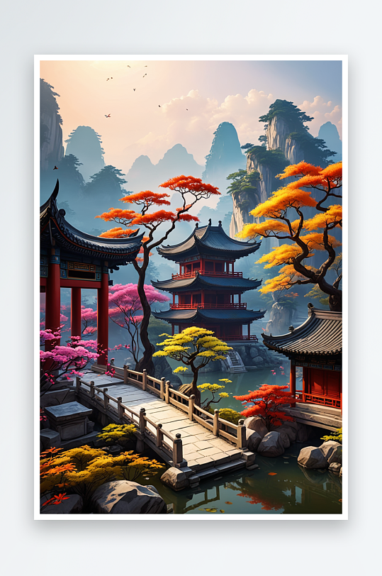 禪意風(fēng)古建元素圖片