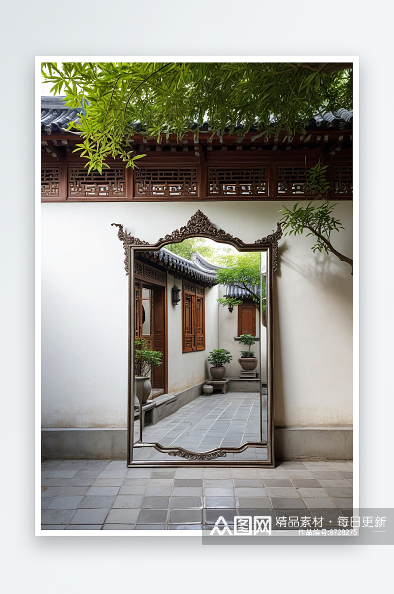 中式式庭院唯空镜特写古典素材
