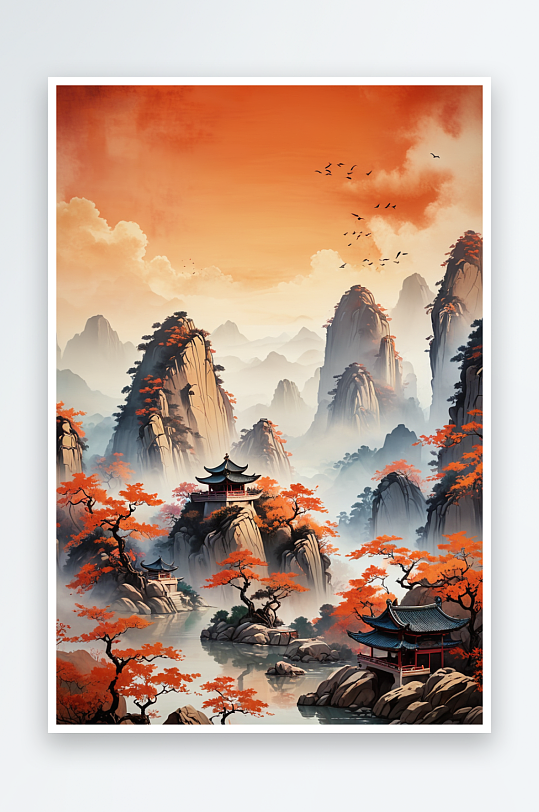 传统岩彩风格背景中式风海报背景