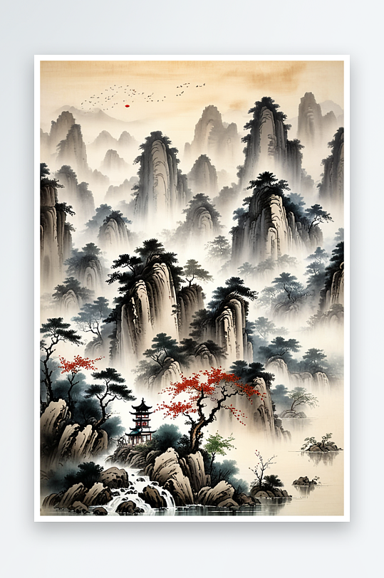 中传统山水风光风景画