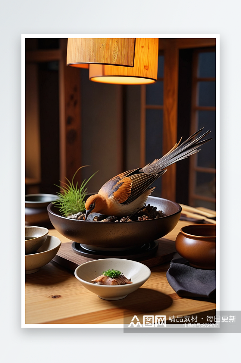 日料餐厅餐饮空间温馨日式餐具烧鸟素材
