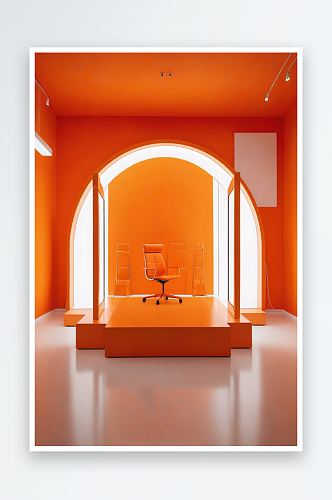 现代电商展览空间橙色