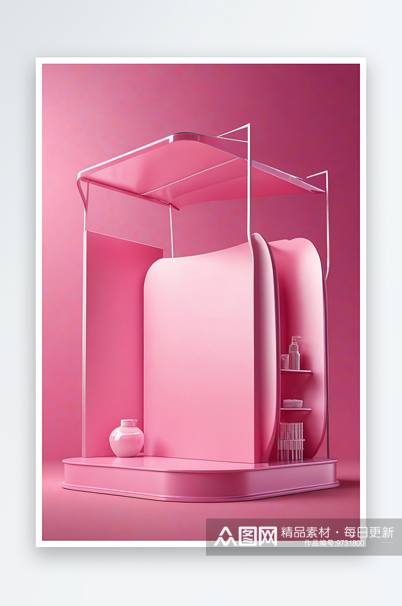 粉色产品展台三维图形背景素材