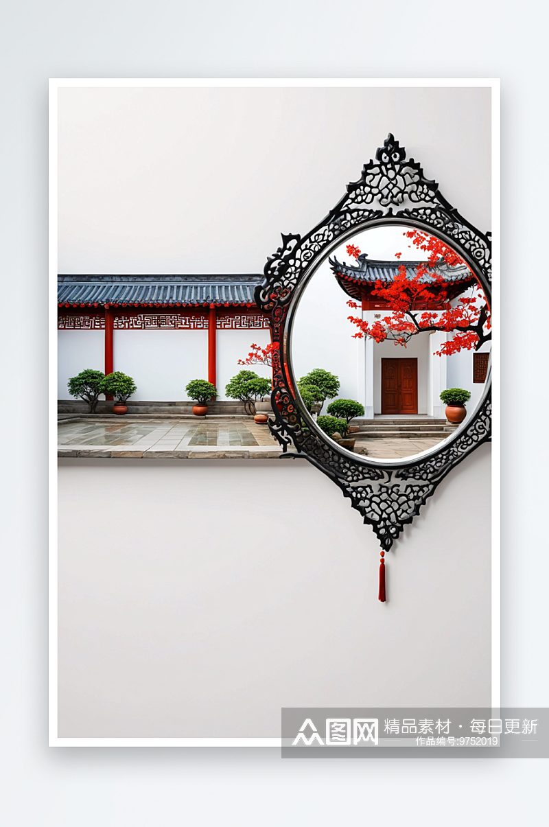 中式庭院白墙空镜中元素素材