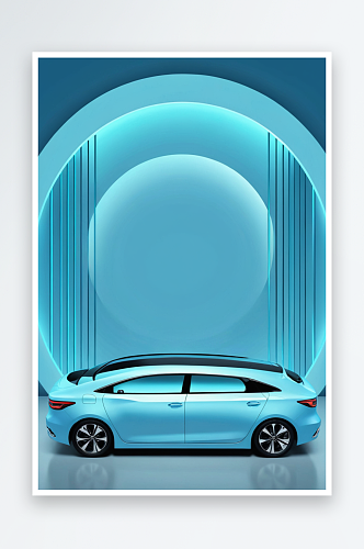 浅蓝色背景抽象电商物品展示空间背景汽车广