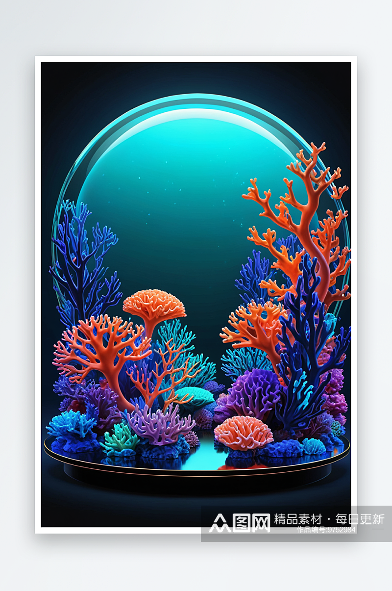 海底珊瑚风格现代抽象几何电商物品展素材