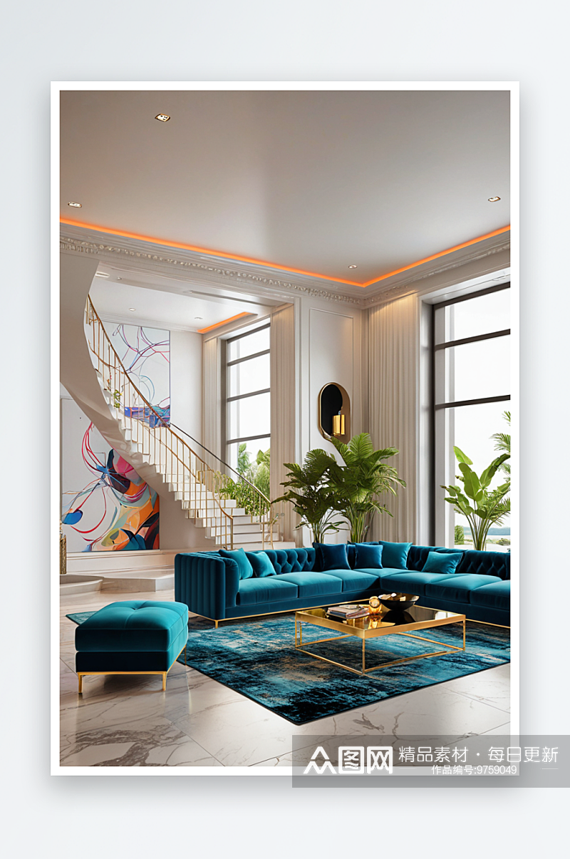 现代风格豪宅室内客厅沙发素材