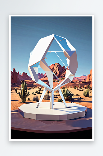 未来沙漠风格现代抽象几何电商物品展示台