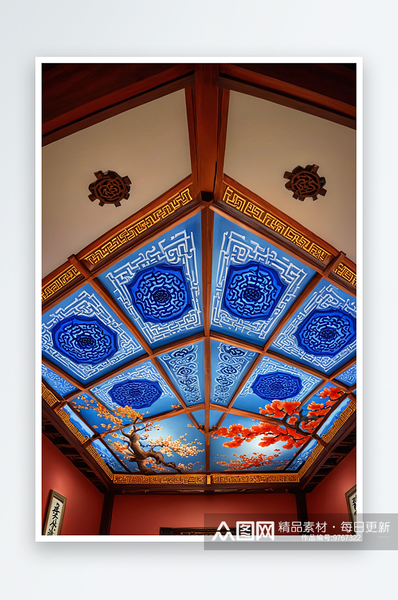 苏州博物馆中式建筑室内天花板素材
