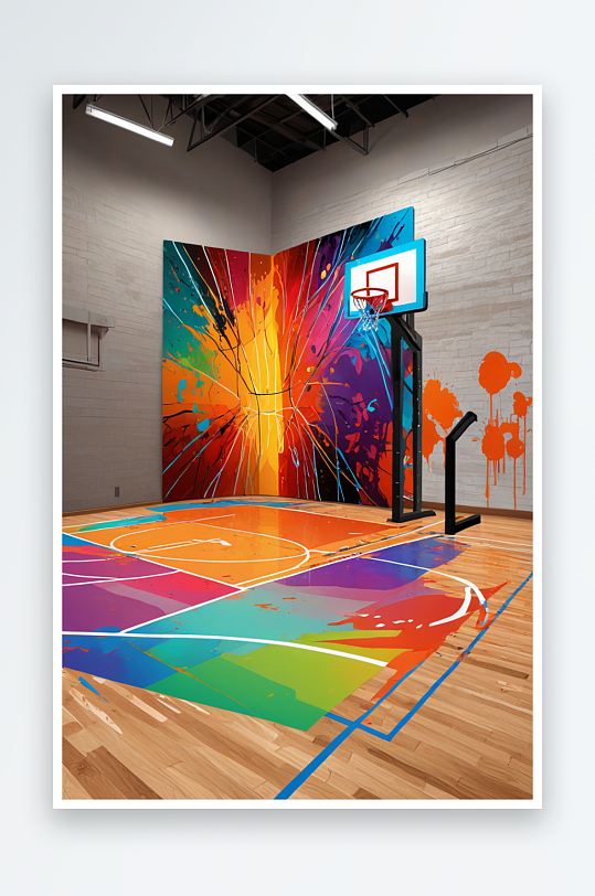 室内篮球场元素图片