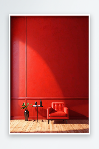 红色墙面的室内背景