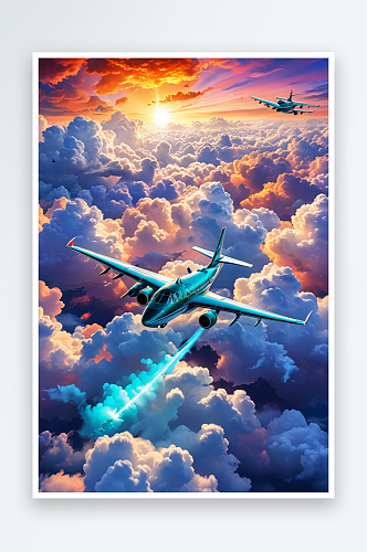 飞机在云层上的高角度视图