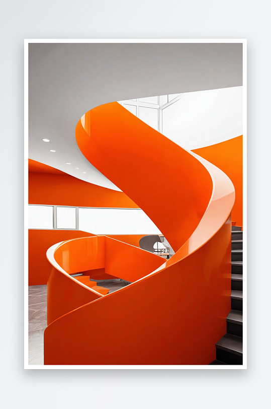 橙色的楼梯元素图片