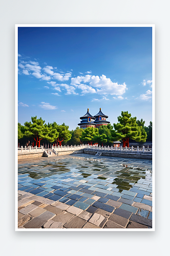 北京天坛公园景区祈年殿古建筑旅游风光