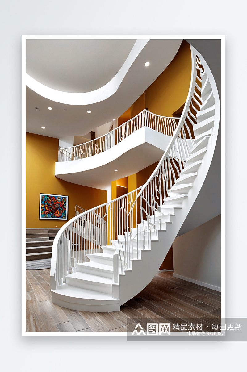 白色旋转楼梯建筑素材