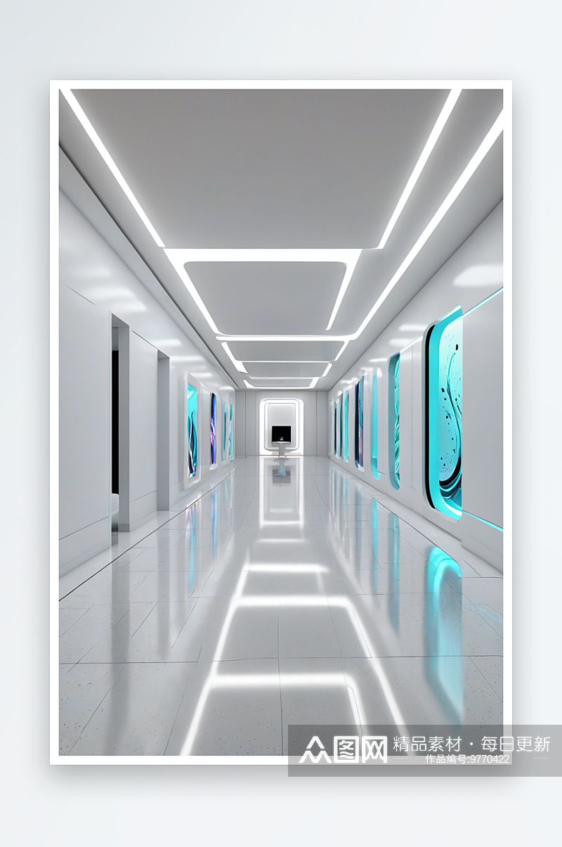 白色简约未来感设计大厅素材
