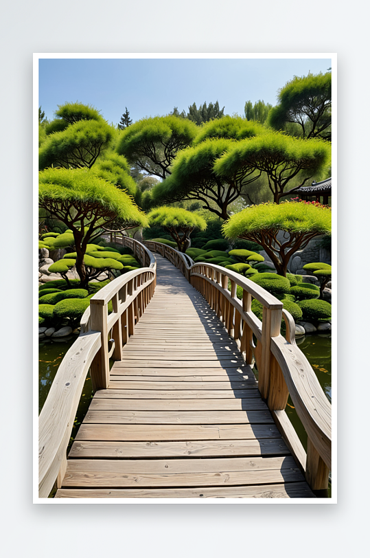 中式古典园林建筑木板桥