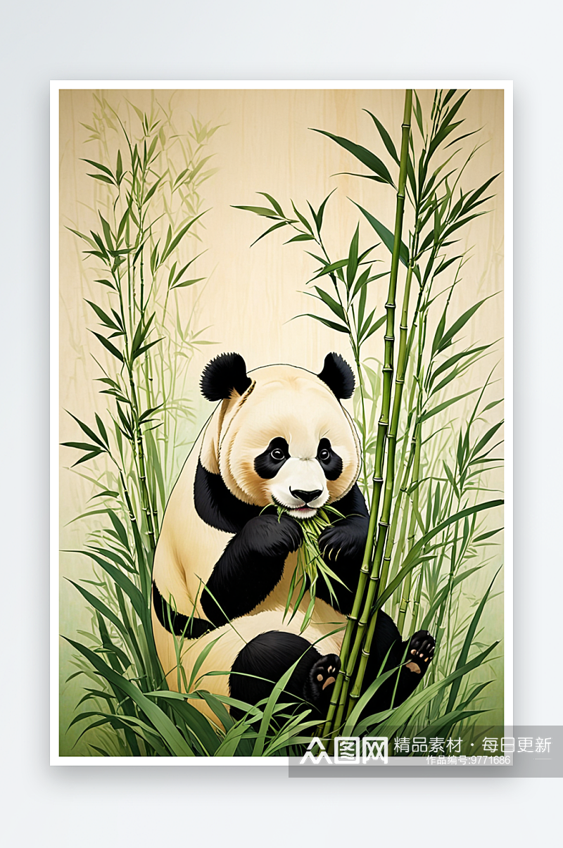 熊猫春笋艺术图片素材