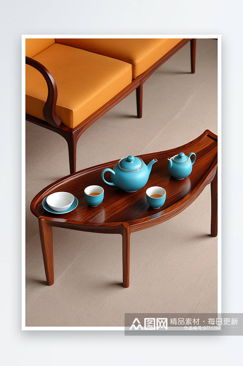 新中式式风格实木家具茶具素材