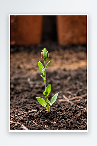 植物初芽新芽幼苗土壤春天背景图片