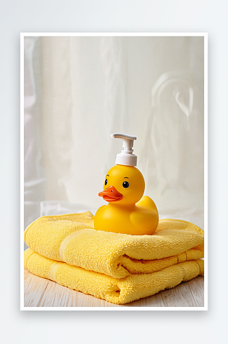 婴儿沐浴用品毛巾黄色橡皮鸭洗发水瓶儿童保
