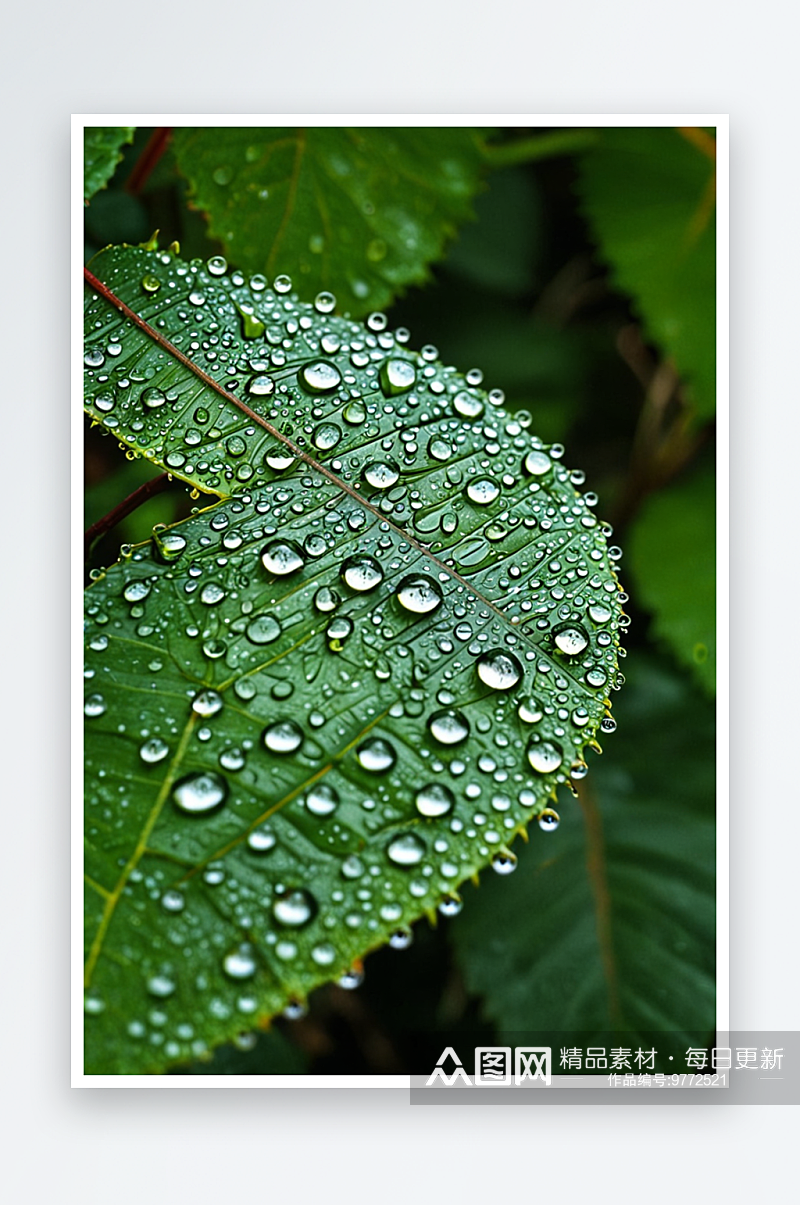 叶子上水珠雨后露珠图片JPG素材