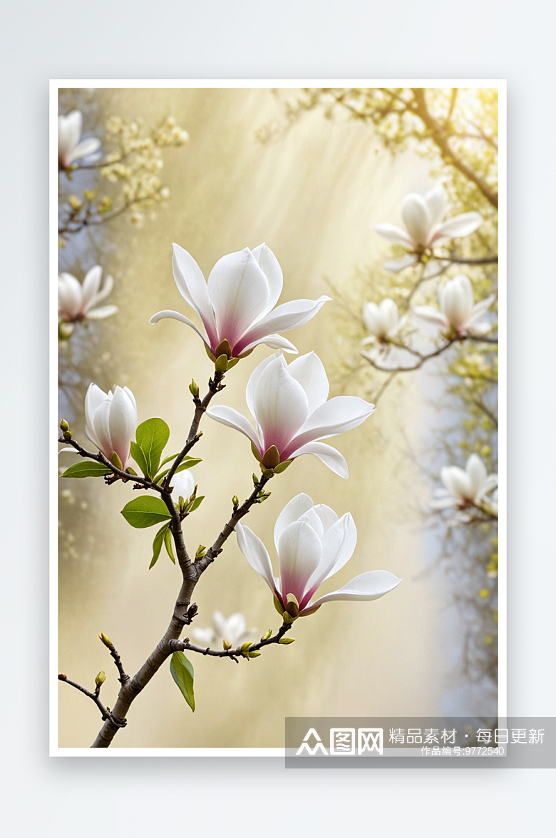 野生植物拍摄主题春天玉兰花植物树木白色玉素材
