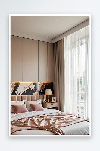 现代简约风格卧室温馨大床房图片JPG