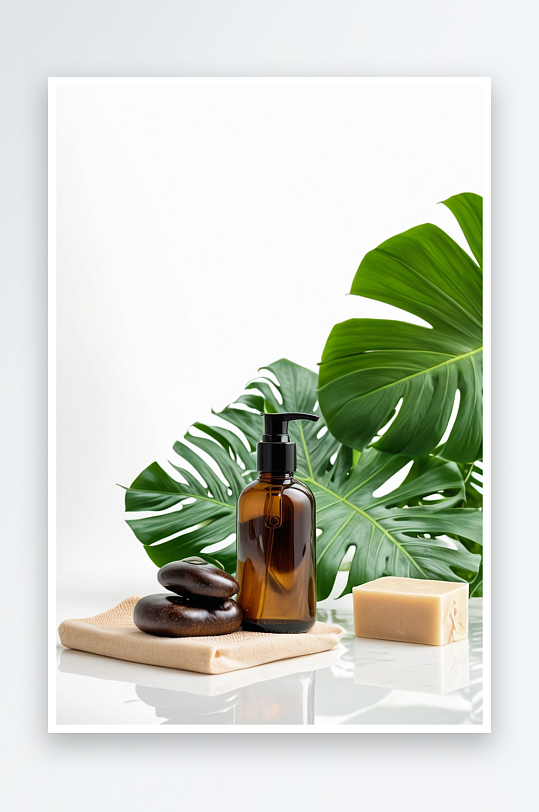 天然手工肥皂有机洗发水玻璃瓶棕榈叶身体护