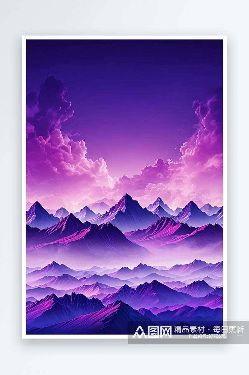 数码紫色山脉抽象图形海报背景图片JPG素材