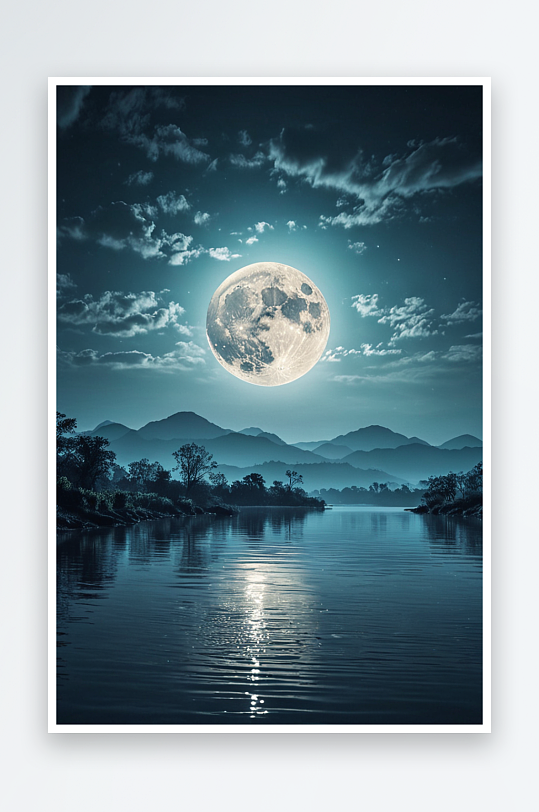 数码月亮河抽象图形海报背景图片